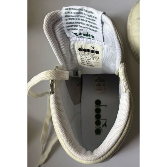 Diadora Leather Game L High Waxed Sneakers in WHITE/FOGLIAGE GREEN Size 7 - Picture 10 of 10